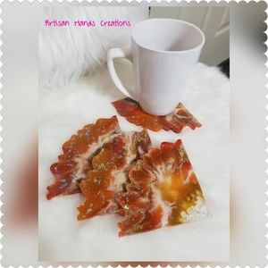 Coasters set in resin 100% hand crafts